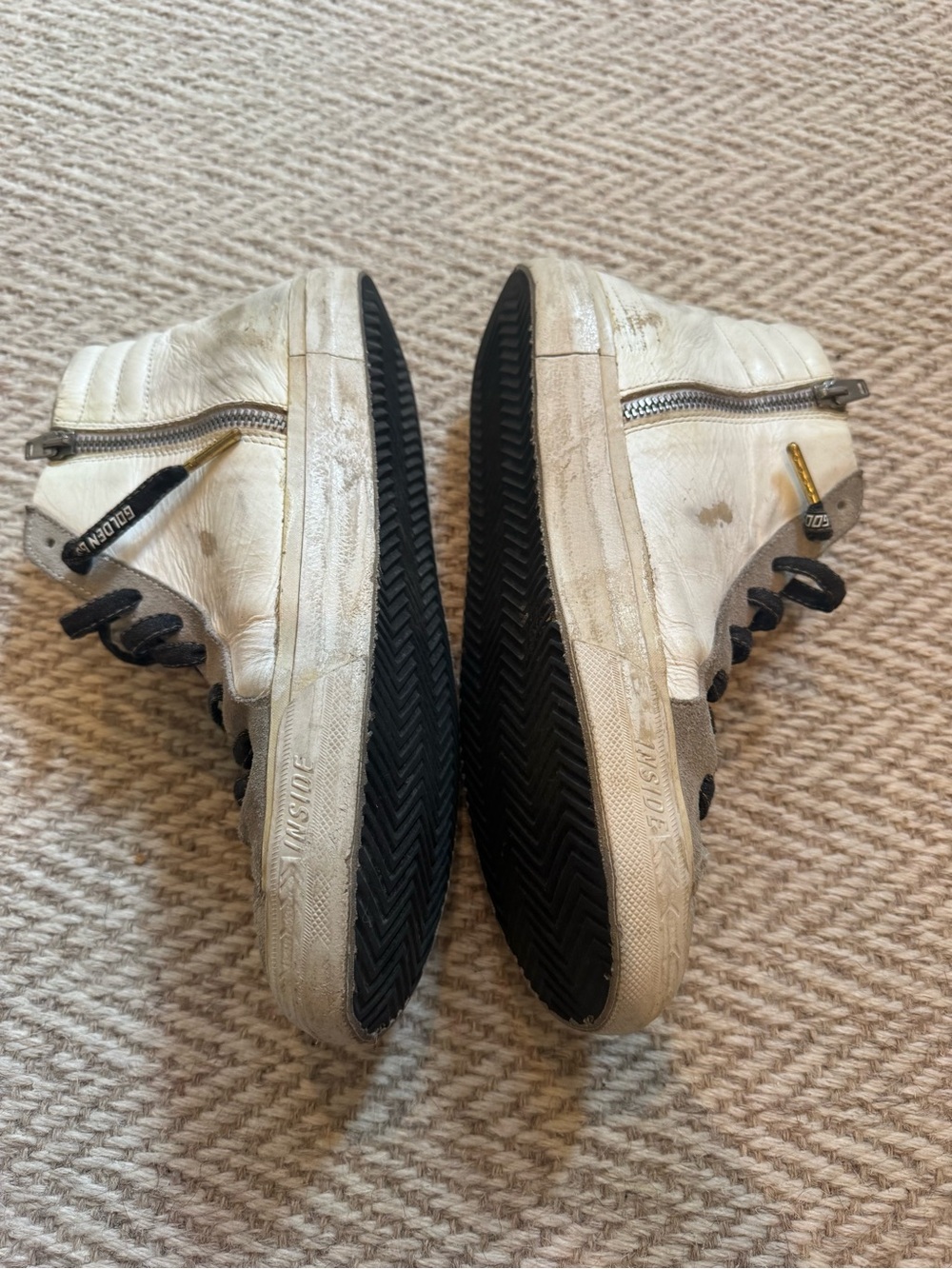 Golden Goose Slide High-Top Sneakers in White and Beige - Picture 4 of 7